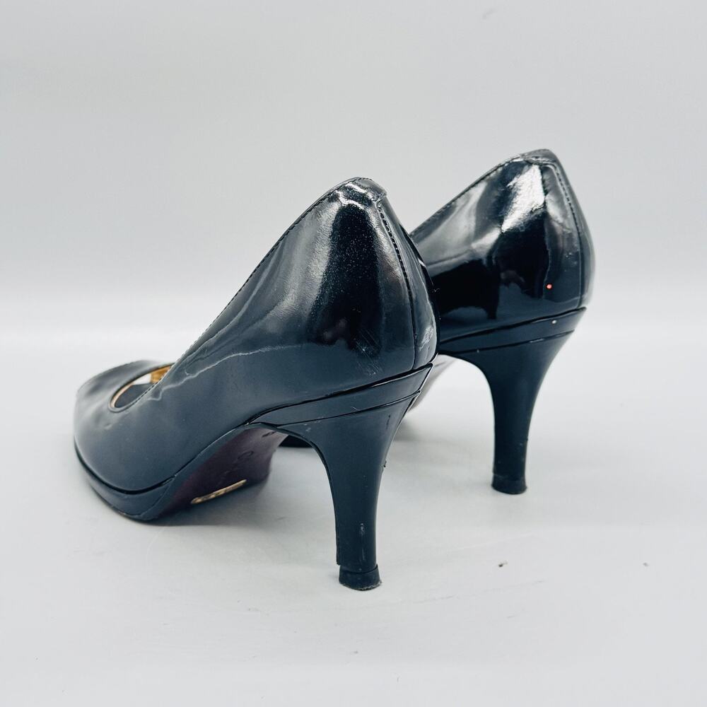 Cole Haan Shoes Womens 6 Black Patent Leather Vtg Air Peep Toe Pumps Heels - Picture 5 of 11